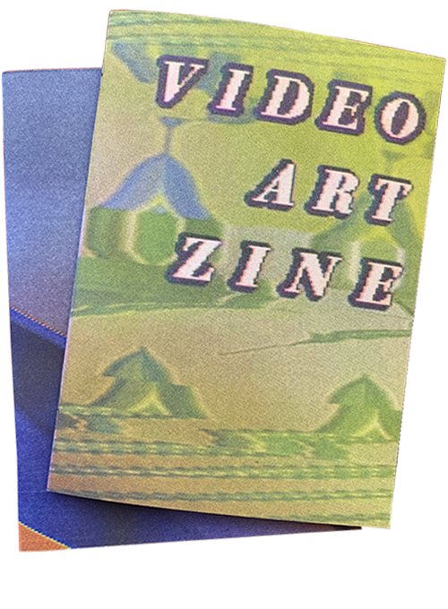 Two books with squiggly shapes and the title VIDEO ART ZINE.